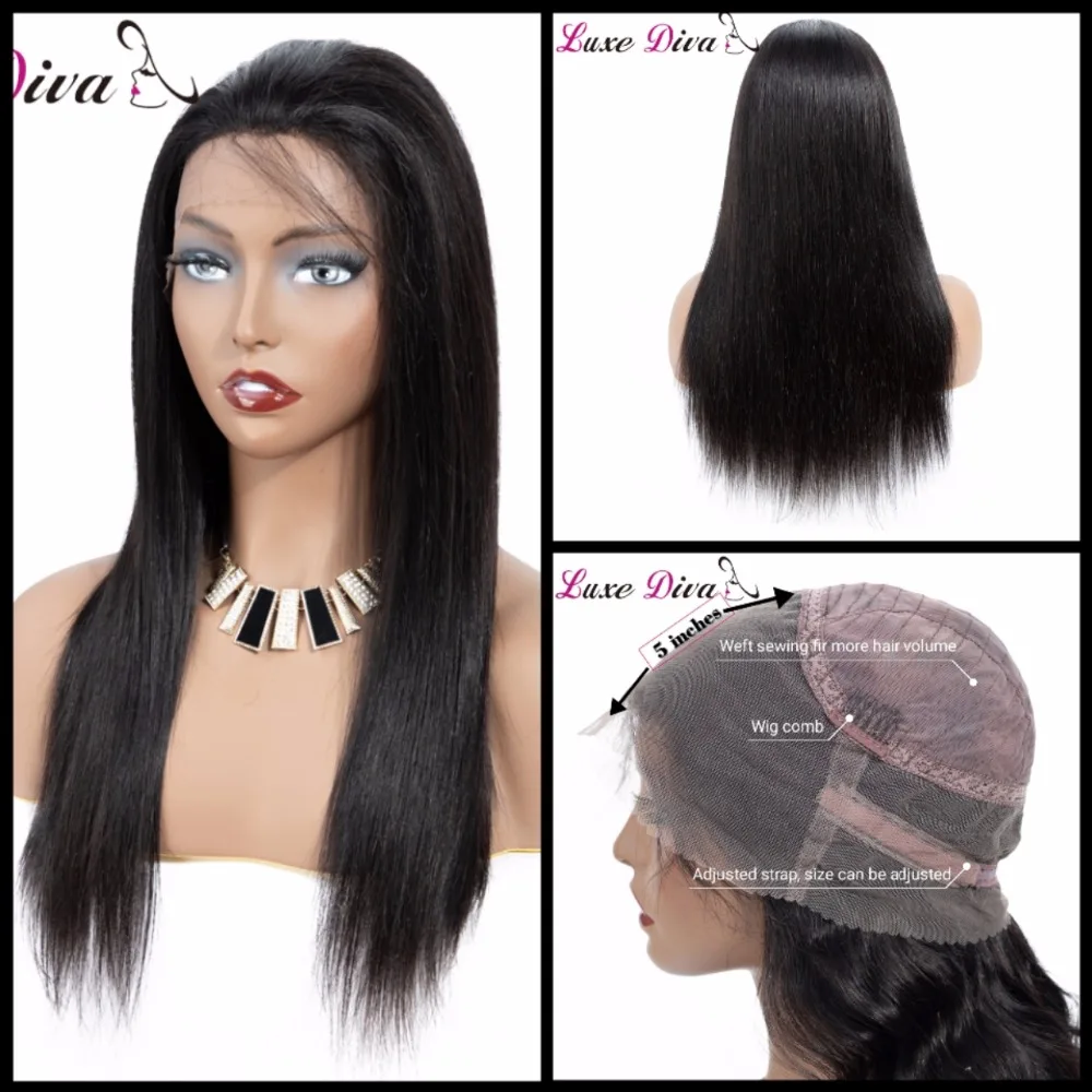 Brazilian Straight Hair Wig Lace Frontal Human Wigs 360 Short Pre Plucked With Baby Remy LUXE DIVA |