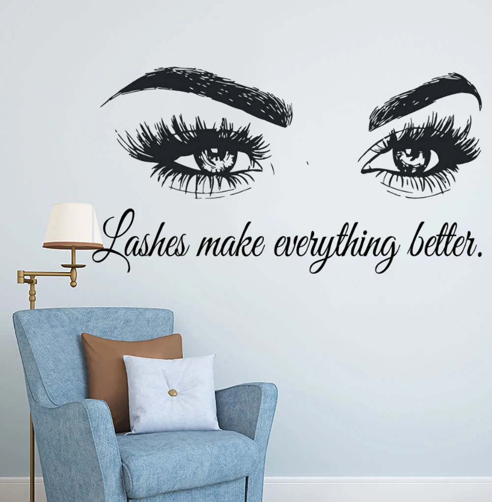 Wall Art Стикеры ресницы для наращивания ресниц Наклейка на стену Красота салон