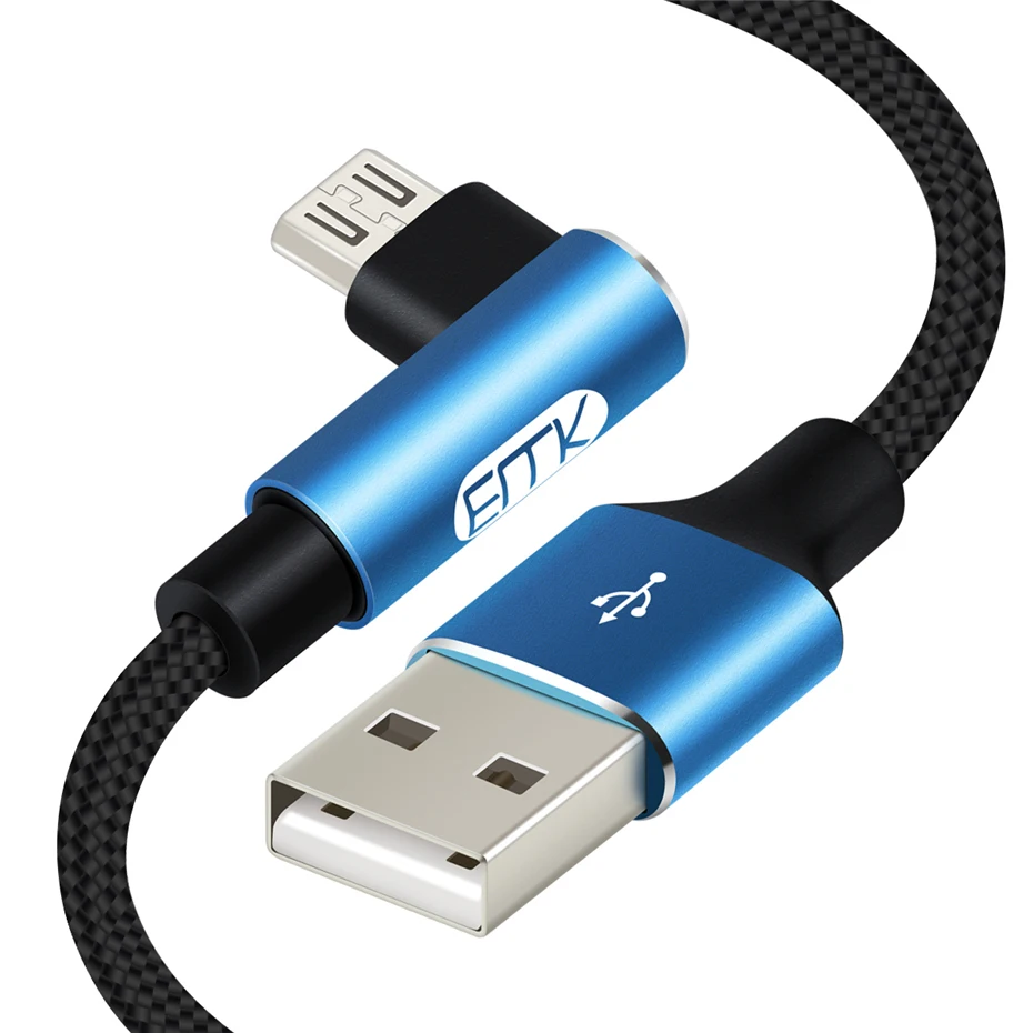 EMK Micro USB 2A Кабель 90 градусов Android USB зарядное устройство Шнур для Xiaomi huawei Honour mate htc LG USB кабель синхронизации данных Быстрая зарядка