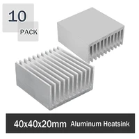 10pccs gdstime 40mmx40mmx20mm aluminum chipset heatsink radiator heat sink cooling fin silver for cpu led power active component