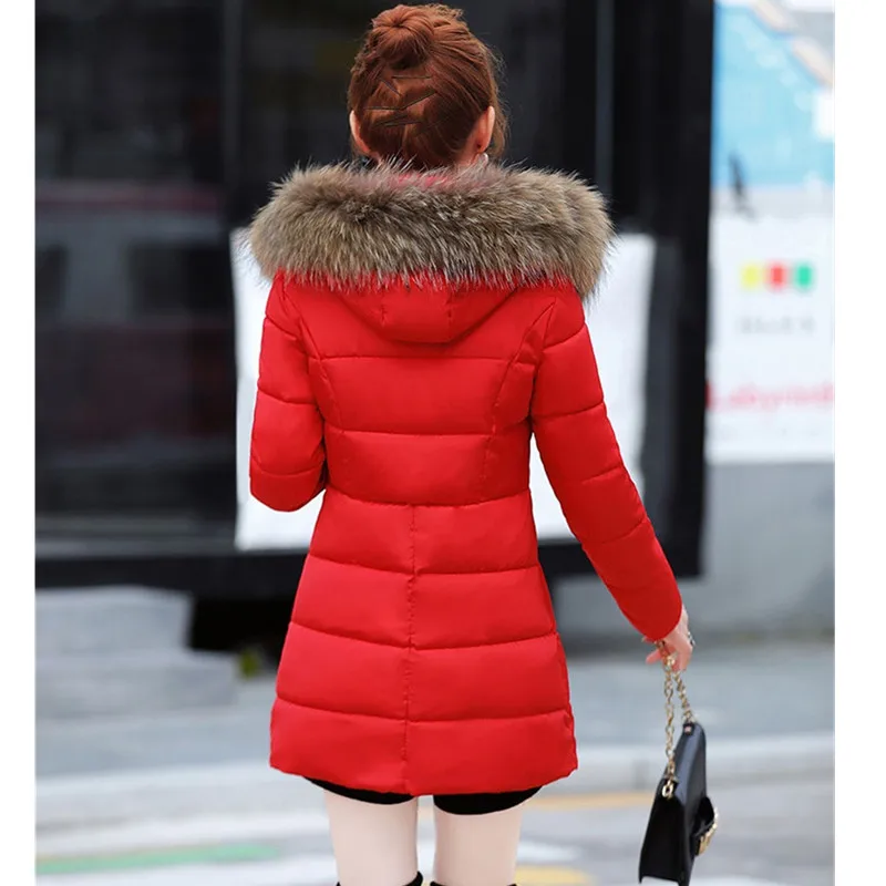 YAGENZ Autumn Winter Cotton clothing Jacket Long section large size Fashion Womens Keep warm Fur collar Hooded Coat 614 | Женская одежда