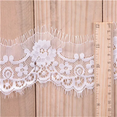 white 3 м/лот, Ширина 7,5 см, неэластичные ресницы, кружевная отделка, ткань, цветок, сделай сам, ремесла, свадебное платье, одежда, Lngeire, кружевной материал - Цвет: white