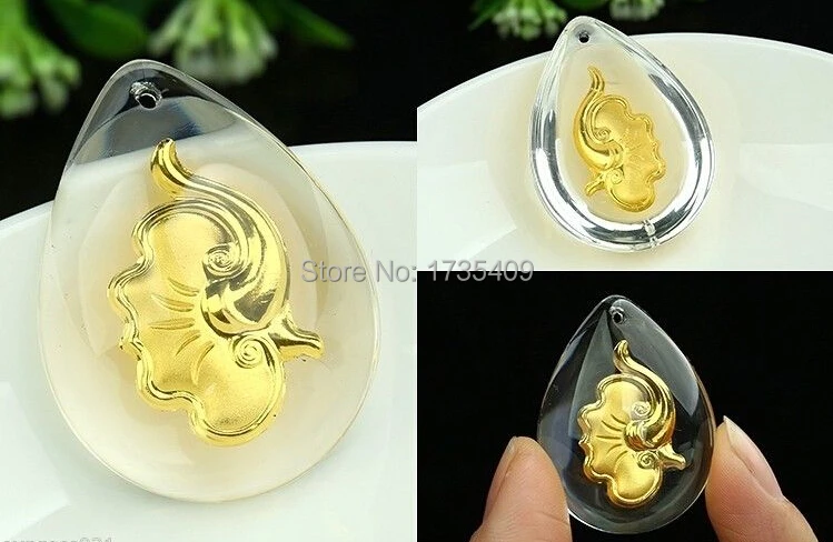 Настоящее 999 Твердые 24K желтое золото кулон/Кристалл Lucky Bat Ruyi кулон|pendant wood|pendant