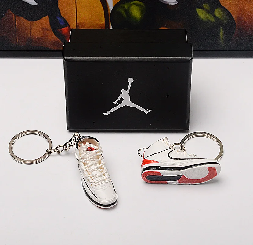 Дропшиппинг aj1 темно-белый красный тапки Кукла аксессуар брелки Air Jordan 1 3D мини-кроссовки