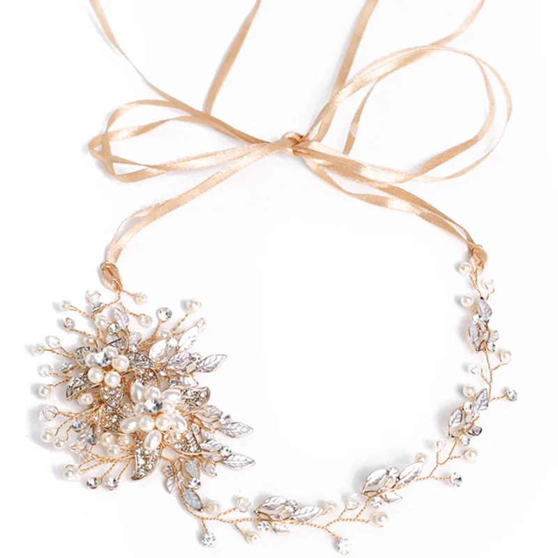 

Le Liin Bridal Gold Silver Crystal Alloy Handmade Bride Headband Wedding Hair Jewelry
