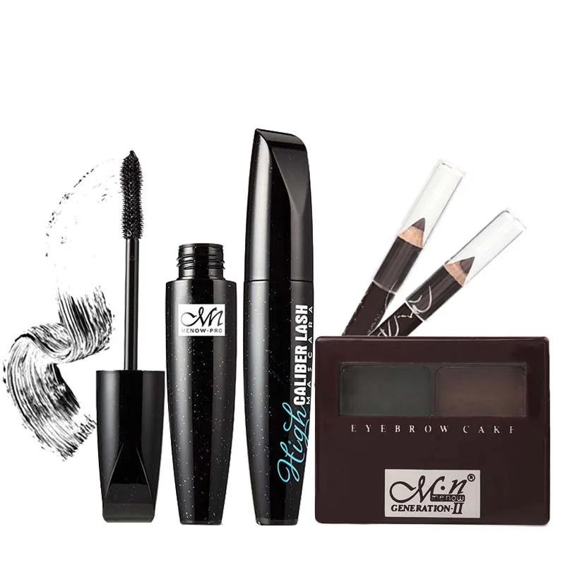 Menow бренд Make Up Set черный Тушь для ресниц Водонепроницаемый толстый длинный замок Цвет и два-цвет бровей porwder пояс подарки два Подводка для глаз 5398