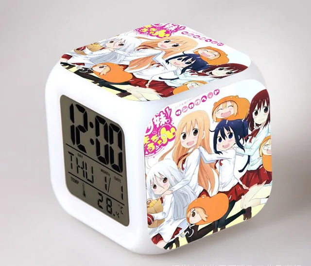 Японское аниме Himouto! Umaru-chan светодиодный цифровой будильник с 7 цветами, детский Ночной светильник, часы для спальни, reloj despertador - Цвет: Многоцветный