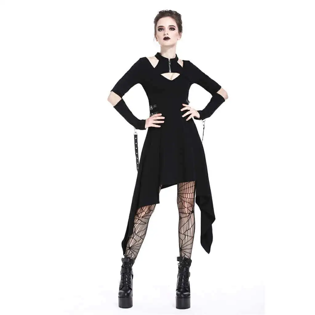 Darkinlove Для женщин Искусственная кожа коротко подстрижены гот платье DW199|Женские