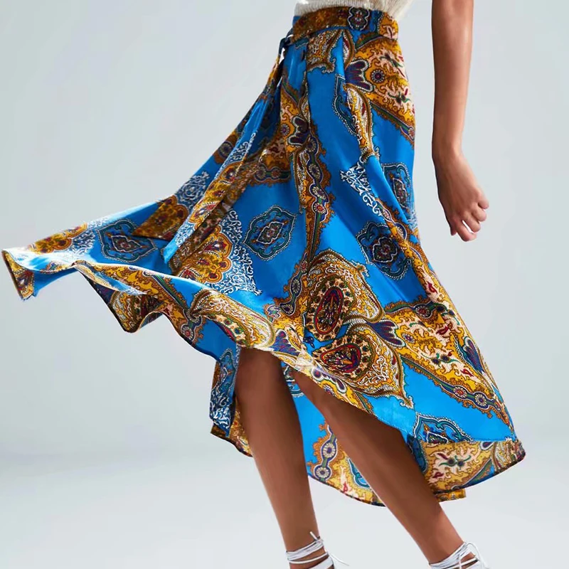 2019 Za модные женские туфли Весна новое поступление синий юбки женский Boho