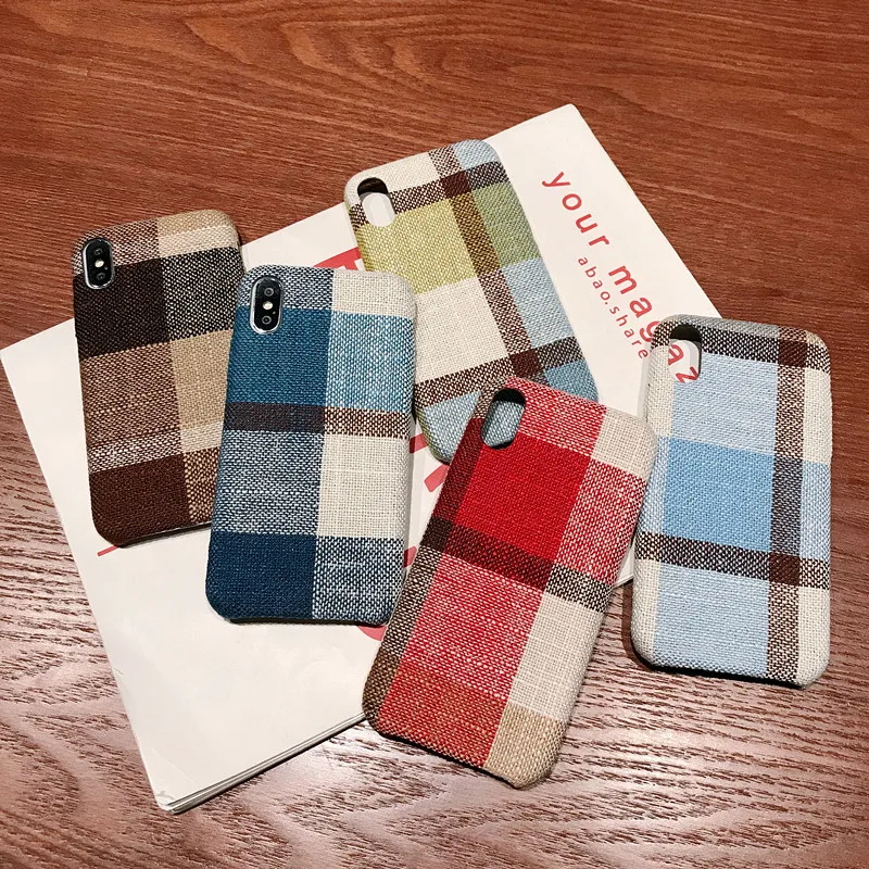 for iPhone xs max Case Scotland Wool Lattice Back Cover 6 6s 7 8 9 plus X XS XR Fashion Ultra Slim Hard PC Phone |