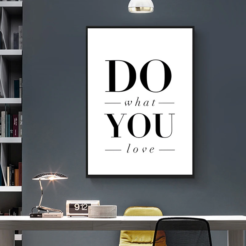 Nordic Black and White Do What You Love Inspirational Quote Canvas Painting Wall Art Pictures Kids Room Poster Print Home Decor | Дом и сад
