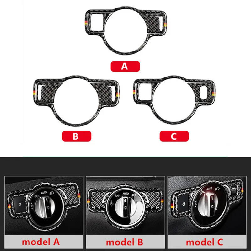

Carbon Fiber Headlight Switch Cover Trim 3pcs For Mercedes Benz ML 2012-16 GL 2013-16 GLE 2015-18 GLS 2015-18 LHD Car Interior