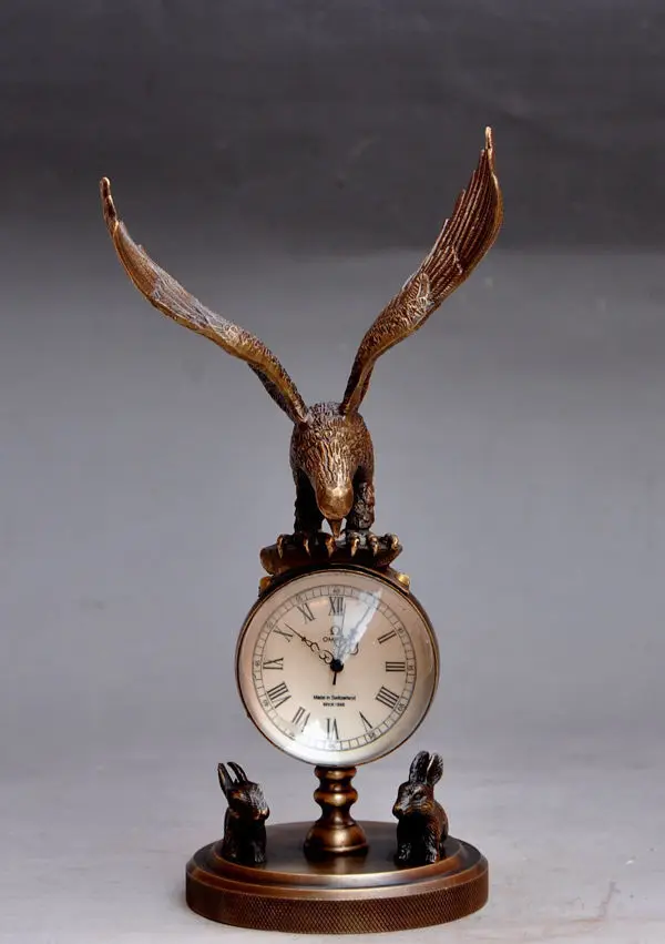 Сборная бронзовая Медная скульптура Орла механические часы настольные статуя |