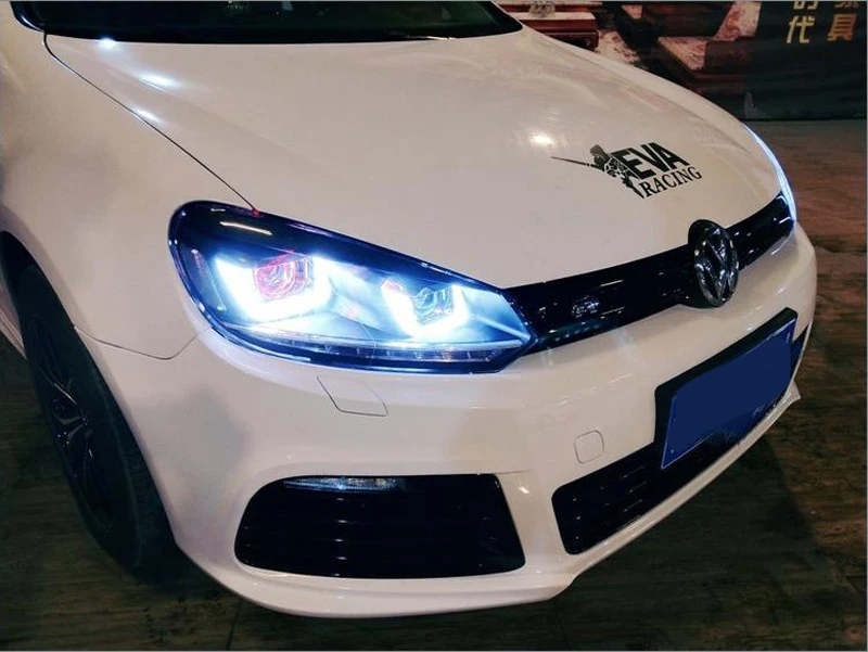 VLAND светодиодный U Стиль Demon eyes лампы для Volkswagen Golf 6 MK6 фары 2008 2009 2010 2012 для GOLF R20 светодиодный головной фонарь