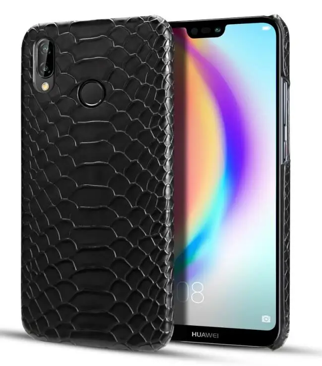 black Высокое качество змеиная кожа чехол для huawei P20Lite Nova3E PC чехол идеально подходит для huawei P30Lite Nova4E чехол для телефона - Цвет: black