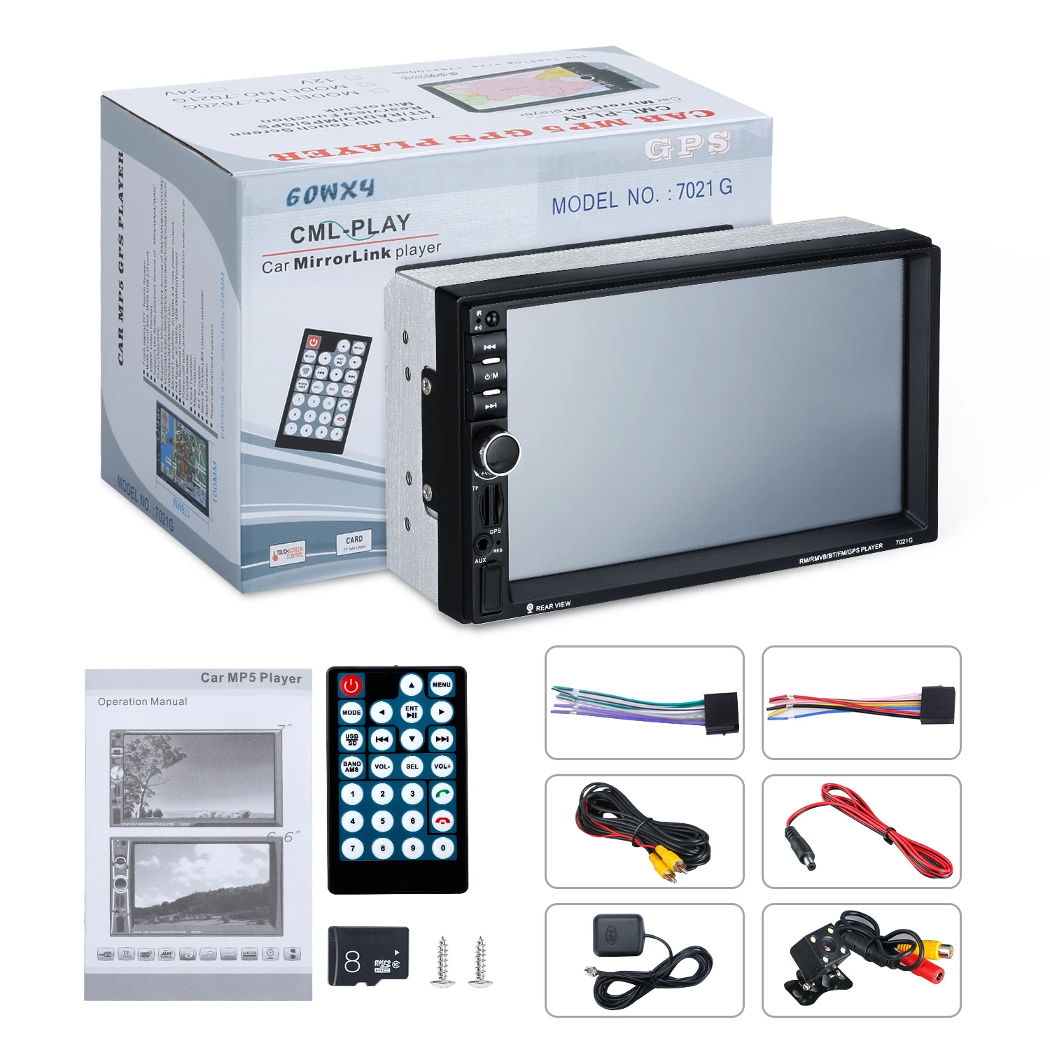 7 &quotсенсорный экран 7021G Автомобильный Bluetooth MP5 плеер GPS навигация поддержка TF USB AUX
