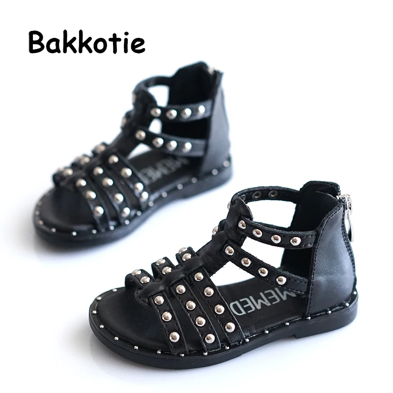 Bakkotie/Новинка лета 2019 модная детская обувь из натуральной кожи с заклепками