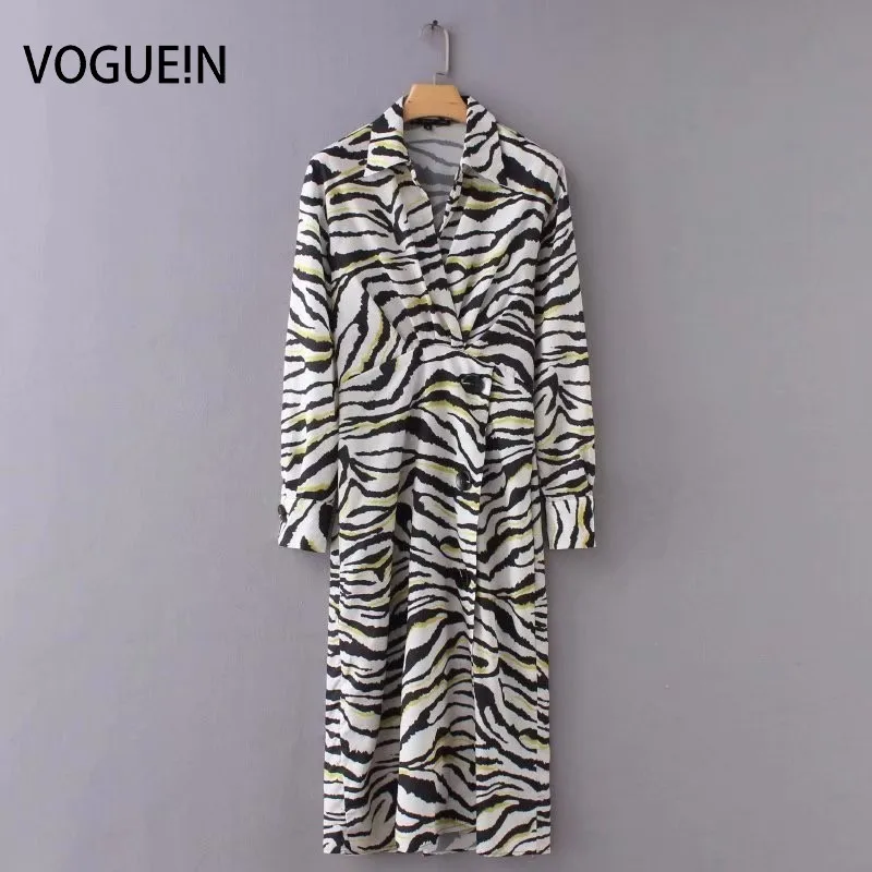 Женское асимметричное платье миди VOGUEIN с принтом зебры и длинным рукавом оптовая