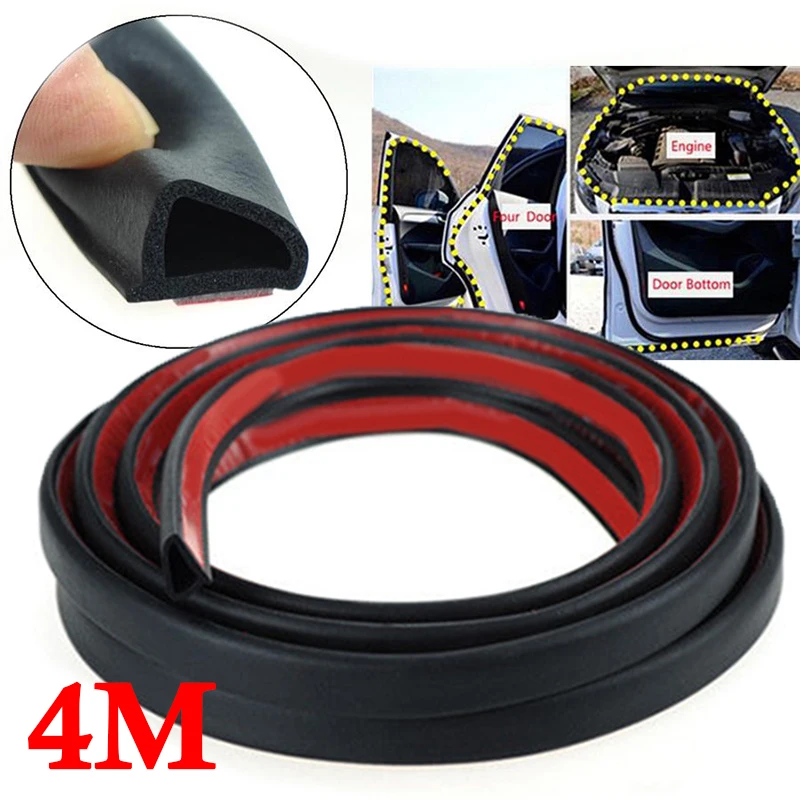 

Sloping D Shaped Car Door Seal Strip&4m Trunk Hood Edge Insulation Trim Durable