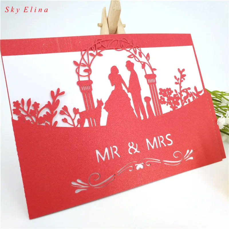Лазерная резка Mr. & пригласительная карточка Свадебное приглашение с одним слоем