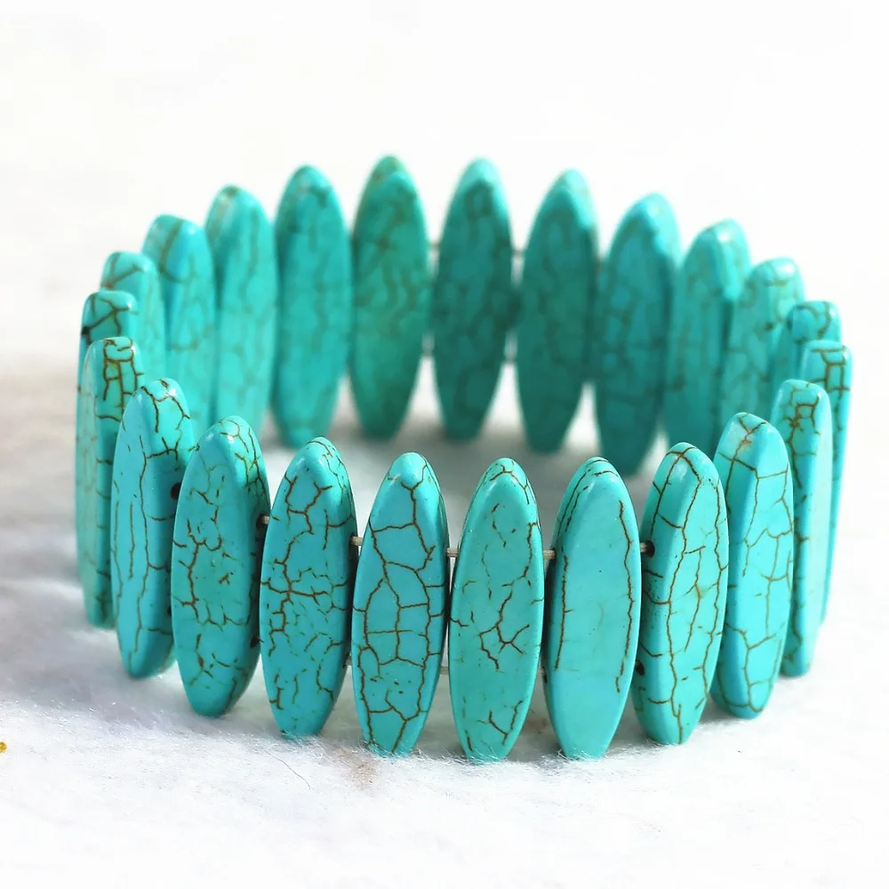 Бирюзовые бусины из голубого камня 8 х30 мм плоский конский глаз для браслета