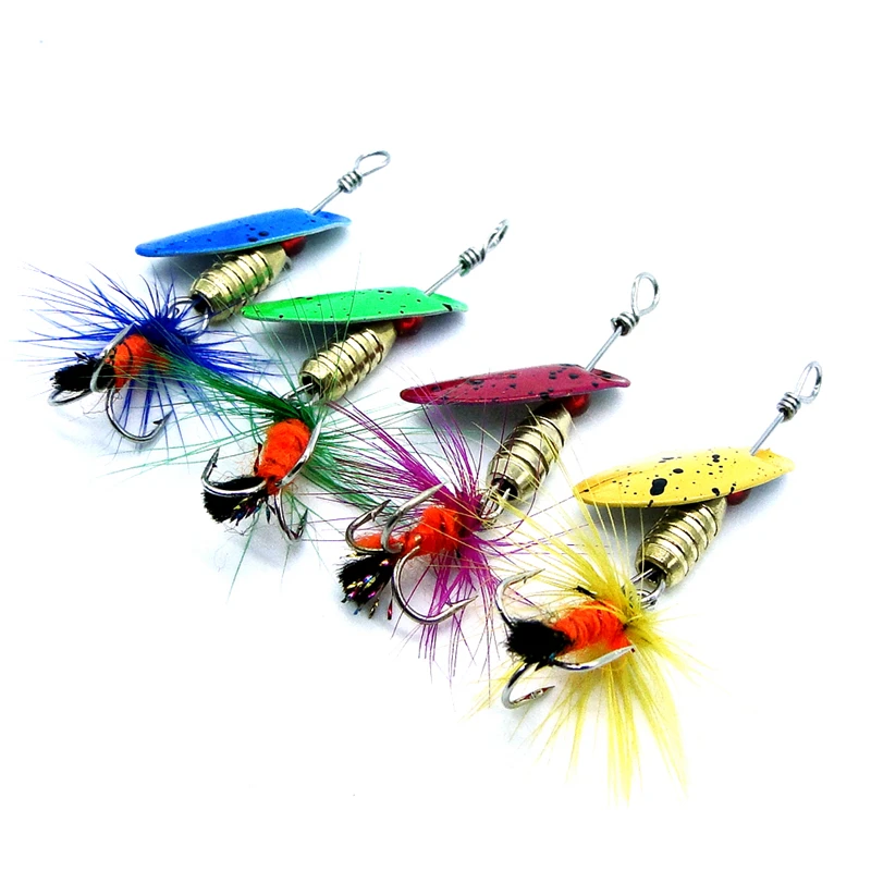 4 шт./компл. Брендовая металлическая вертушка для рыбалки 5 см 2 г/шт. ложки свежей мелководной окунь басса волейбол леска тройной крючок.