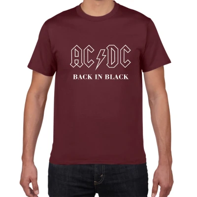 wine red Новинка, Camisetas AC/DC band rock, Мужская футболка с графическим принтом acdc, Повседневная футболка с круглым вырезом, хип-хоп, короткий рукав, хлопковый топ - Цвет: wine red