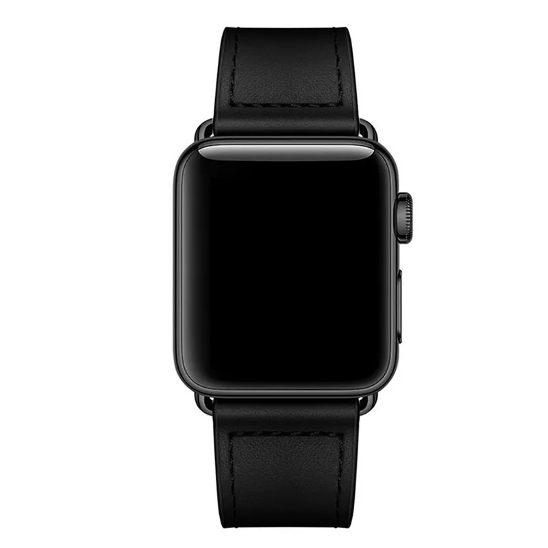 Ремешок для Apple Watch 5 4 3 2 петля для Iwatch ремень 44 мм 40 мм 38 мм 42 мм кожаный модный браслет аксессуар - Цвет ремешка: Black