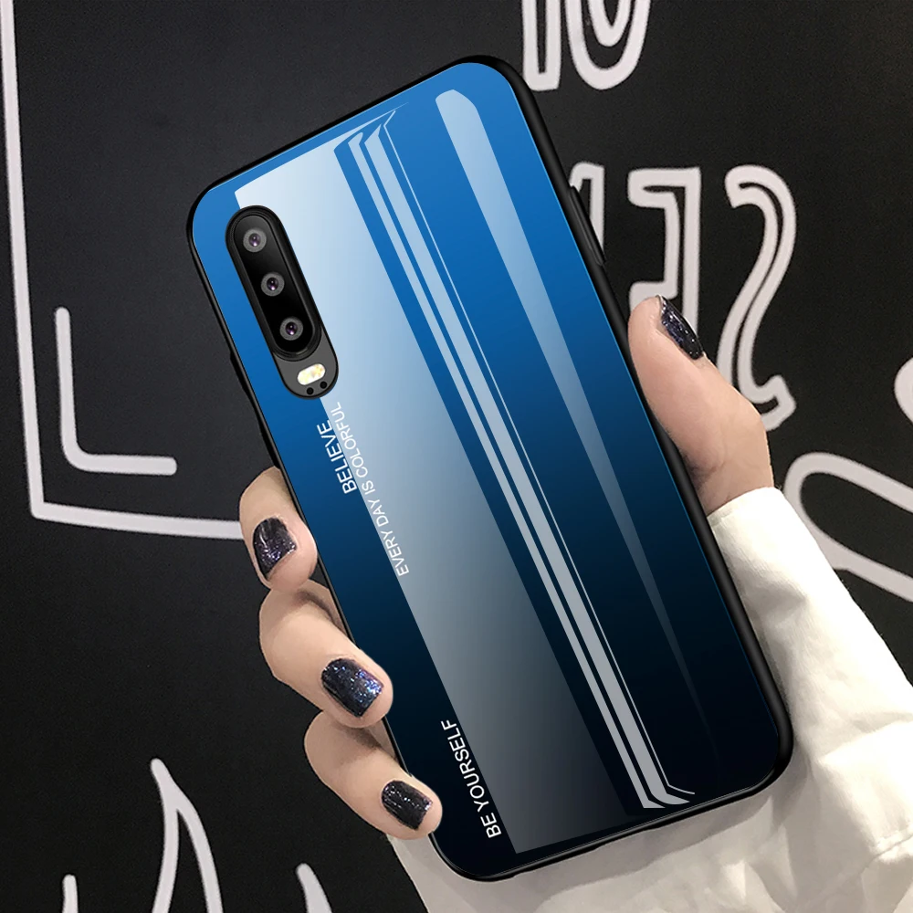Чехол для телефона с градиентом Авроры Huawei P30 Pro P30Pro чехол из закаленного стекла P