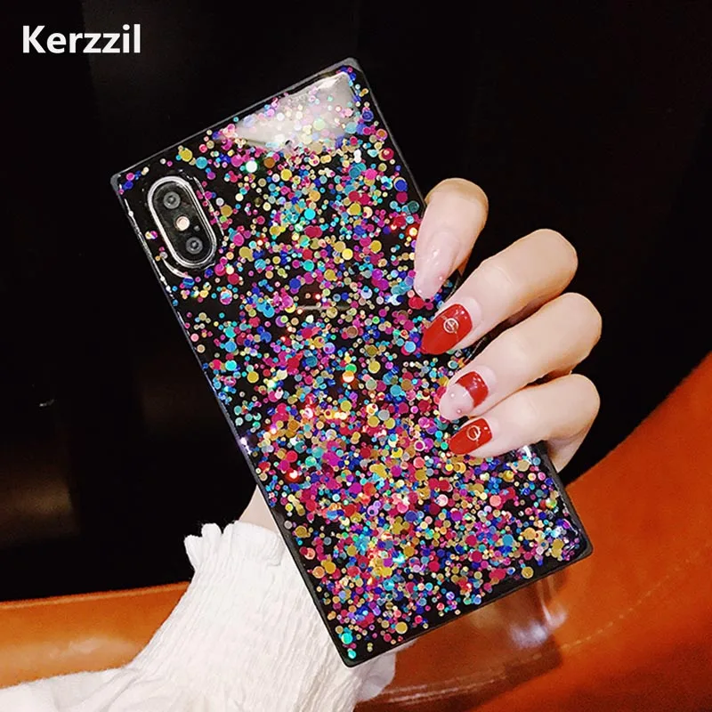 Чехол для телефона Kerzzil с яркими блестками iPhone X чехлы 6 6S 7 8 Plus модная задняя