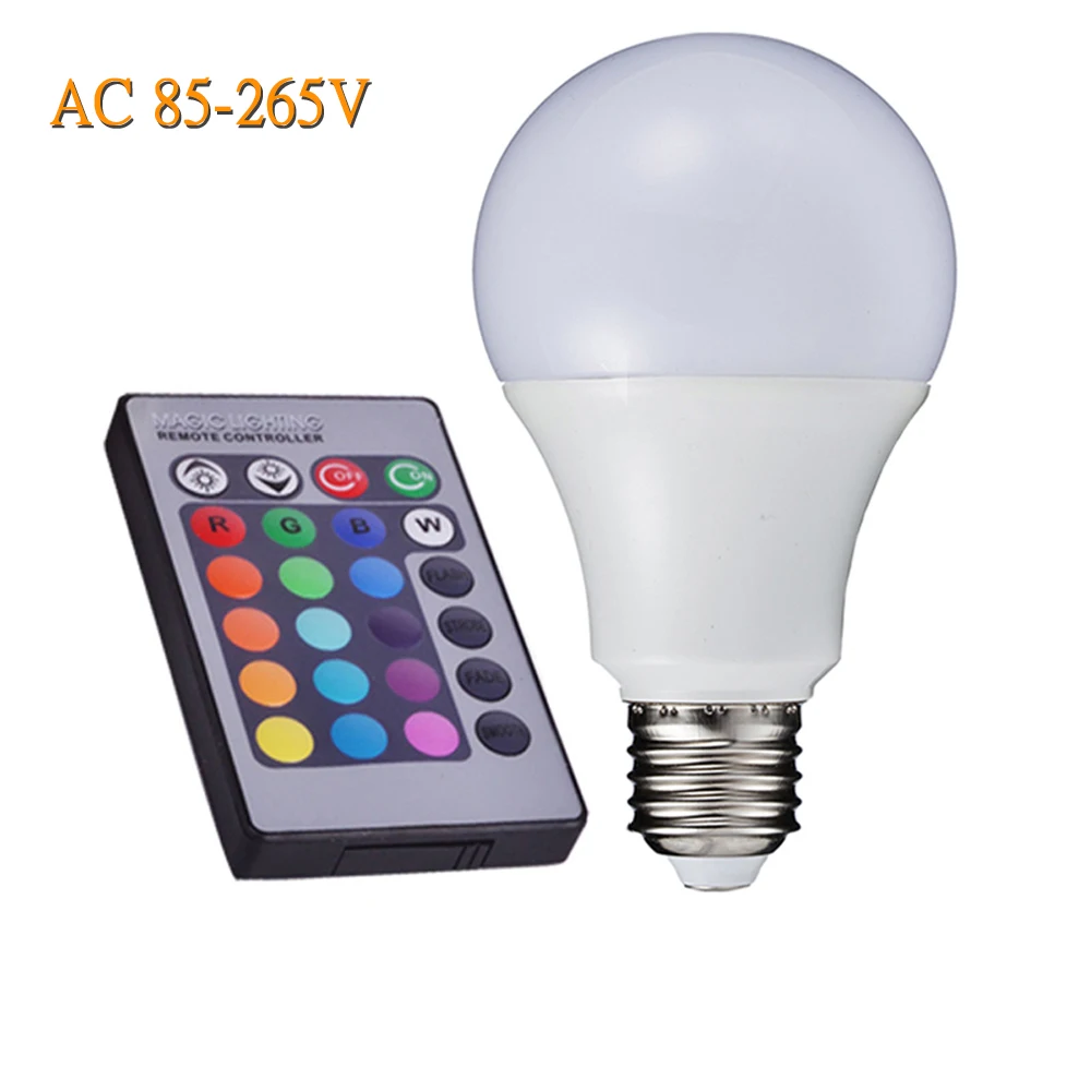 Яркая светодиодная лампа E27 3 Вт 5 10 RGB сценическая с дистанционным управлением AC110V