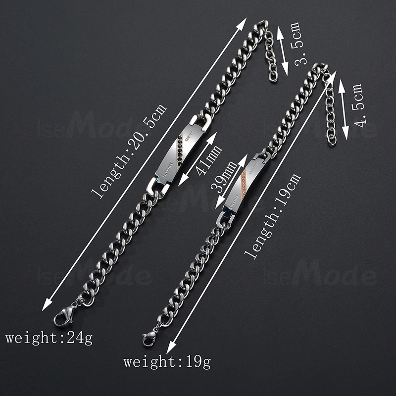 Женские и мужские браслеты ELSEMODE стразы из нержавеющей стали ювелирные изделия