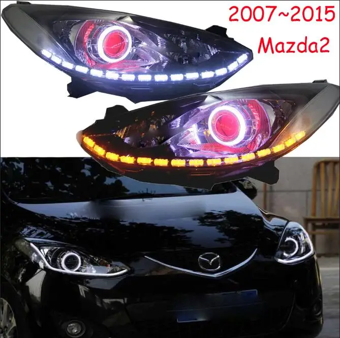 Model2 style Автомобильный Стайлинг для Mazda 2, фара Demio 2007~ 2011/2012~, Мазда 2, фара, СВЕТОДИОДНЫЙ DRL hi lo Beam H7 HID Xenon, автомобильные аксессуары - Цвет: Model2 style