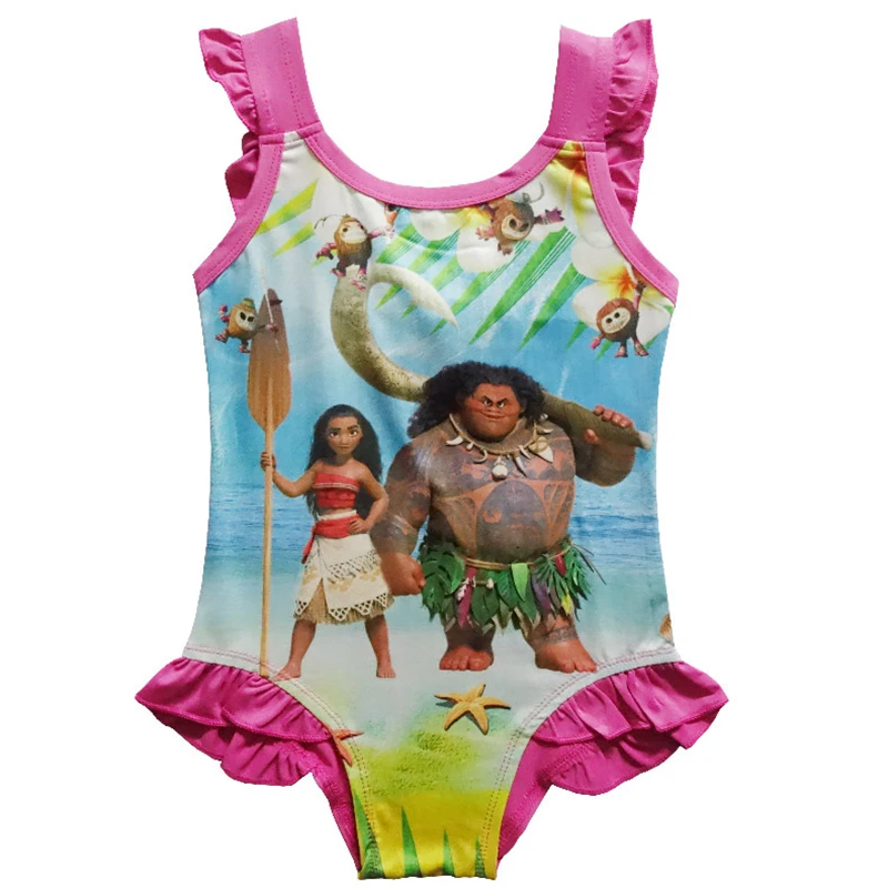 Moana Swimsuit Kids Dress for Girls Cartoon Vaiana Cosplay Swim Bathing Suits Party Summer Baby Clothing Children Costume | Детская