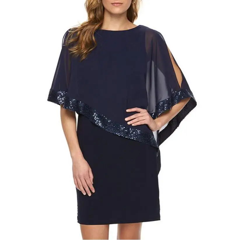 Пикантное вечернее платье больших размеров шифоновое черное платье-футляр с