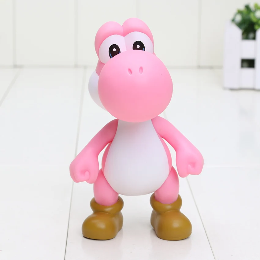Super Mario Bros фигурка Боузер Купа Йоши Марио Луиджи Варио Ослик Конг персиковый гриб ПВХ фигурка игрушки модельные куклы - Цвет: Yoshi Pink