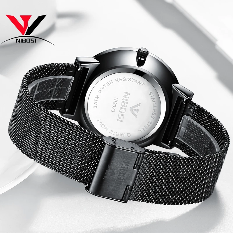 Часы NIBOSI женские и мужские брендовые Роскошные сетчатые водонепроницаемые под