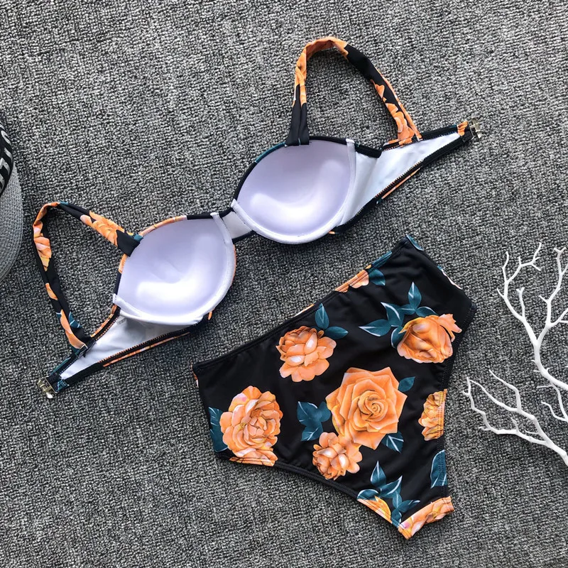 

Bikinis 2019 Mujer Underwire Bikini Push Up Swimming Suit for Women Swimsuit Separate High Waisted Bathing Suits Swimwear Female
