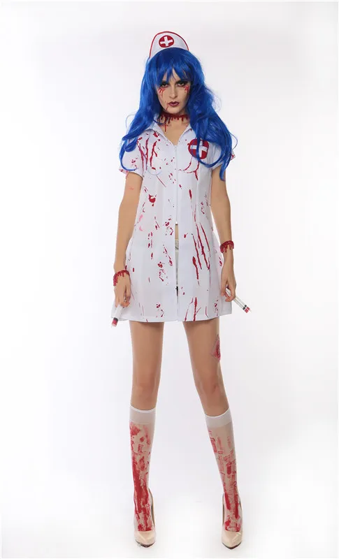 Новая пародия наряды медсестры Хэллоуин Косплей Костюм вечерние костюмы кровавый дьявол костюм кровавая медсестра