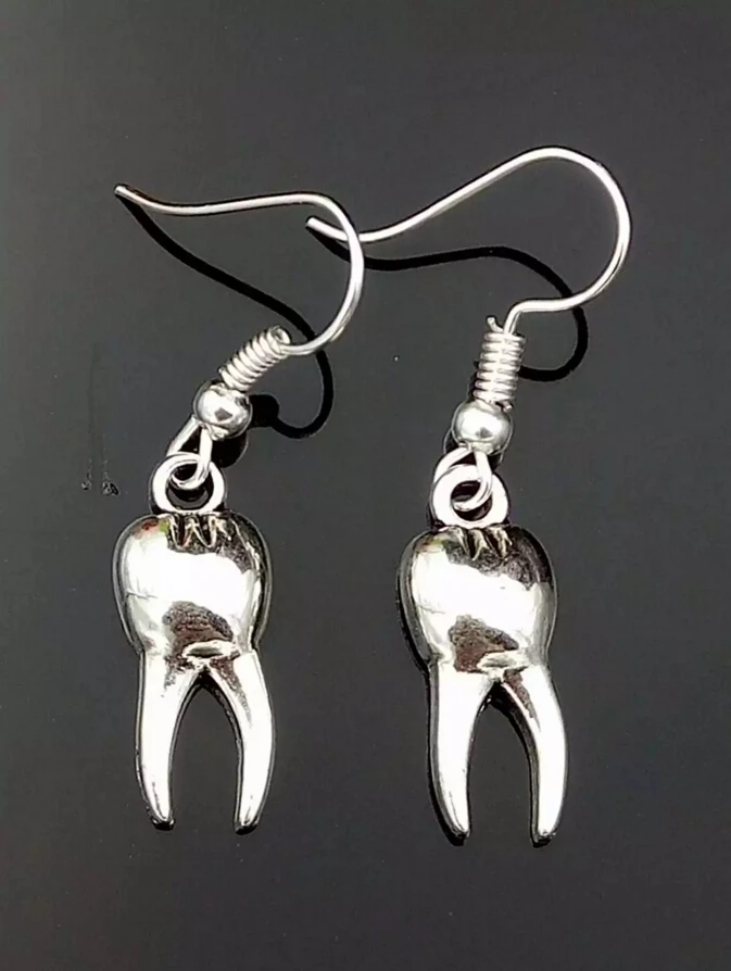 HOT-Fashion Jewelry-Earrings-Alloy-Doctors gift-Tooth-Charm-Drop Earrings-Pendant-Tibetan silver-for woman gift-06