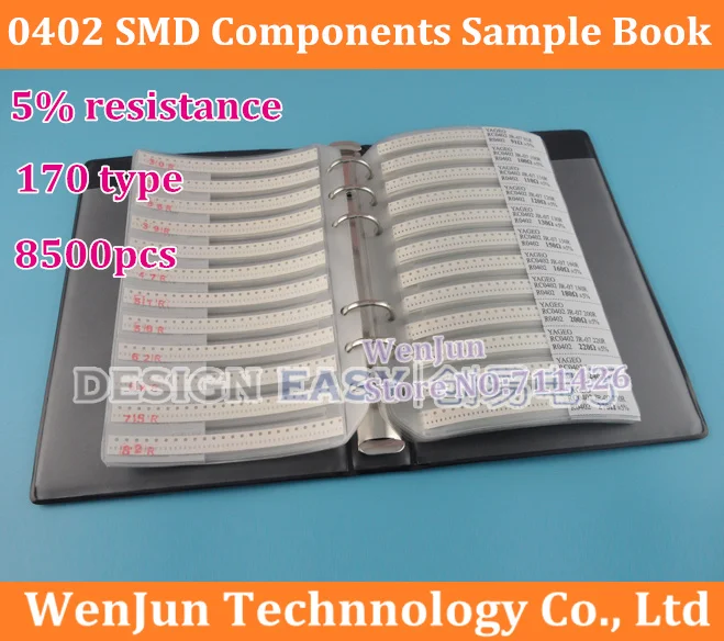 Серия 0402 YAGEO SMD резистор 170 типов 8500 шт. всего 5% серия смешанных допусков электронные компоненты альбом образцов