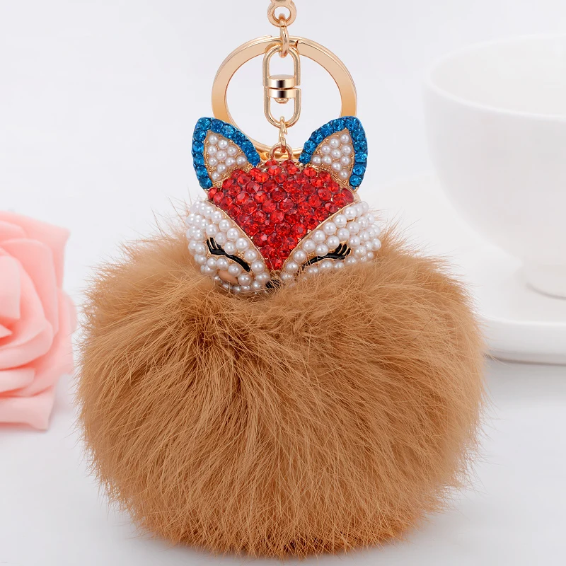 Брелок для ключей EASYA в виде милой лисы с помпоном|ball keychain|bag pendantcharm keyring |