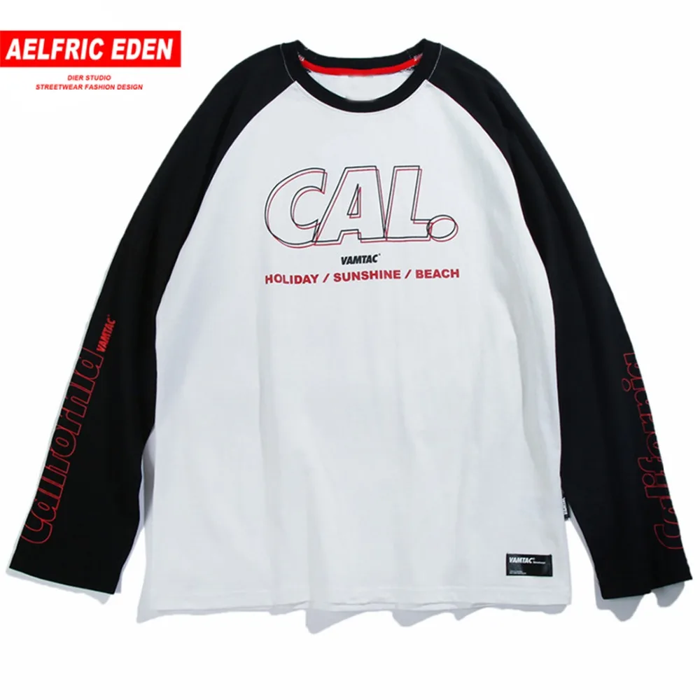 Aelfric Eden Homme 2018 осень длинный рукав футболки Для мужчин с принтом в стиле пэчворк
