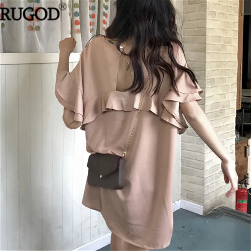 RUGOD Лето 2019 г. Твердые Хлопок повседневное Стильный Желтый и платье хаки женское
