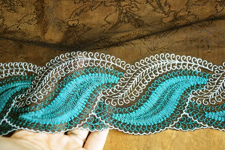 1 метр синий зеленый цветок Свадебная Кружевная Сетка с вышивкой своими руками