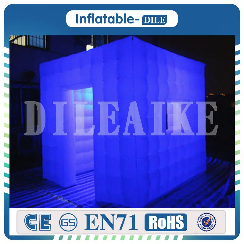 

Free Shipping 2.4m*2.4m*2.4m Inflatable Photo Booth With 12 Colors LED Changing Light (one door or two doors)