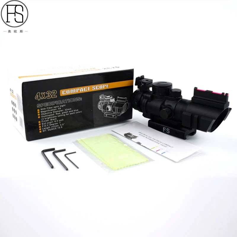 Tactical 4x32 Riflescope Hunting Reflex Optics Scope Airsoft Gun Rifle Sniper Magnifier Sight 20mm Rail | Спорт и развлечения