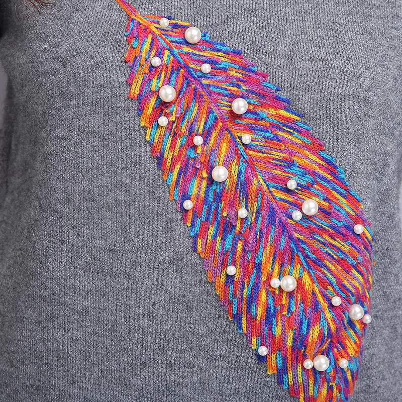 Лидер продаж осенне-зимний пуловер с украшением в виде жемчуга для молодых