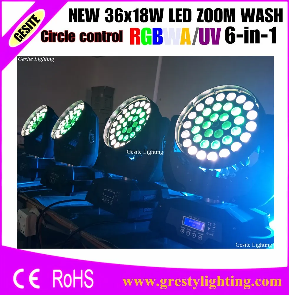 2 шт./лот чехол для полёта pcakage circle control rgbwa + uv 6in1 led zoom wash 36x18w moving head light|Эффект