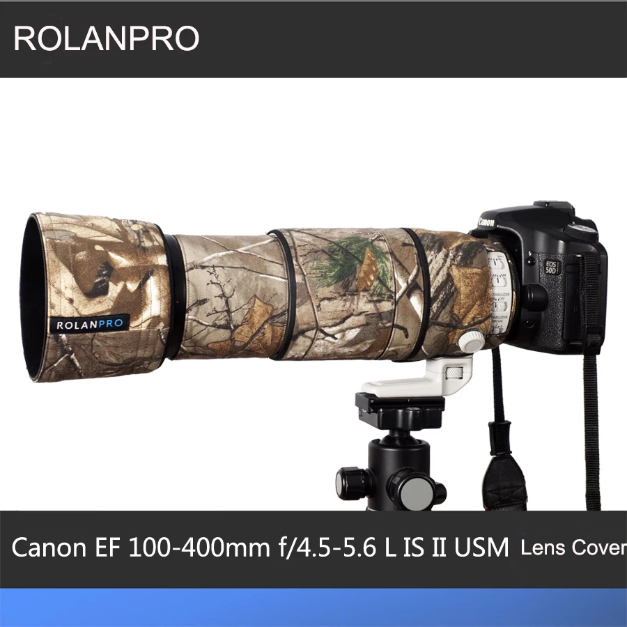 Линзы rolanpro камуфляжное пальто дождевик для Canon EF 100-400 мм f4.5-5,6 L IS II USM объектив защитный рукав пистолеты чехол для улицы